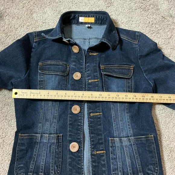 Y2K Tulle Women's Dark Wash Denim Jacket Size Small Button Front Pockets - Picture 3 of 6